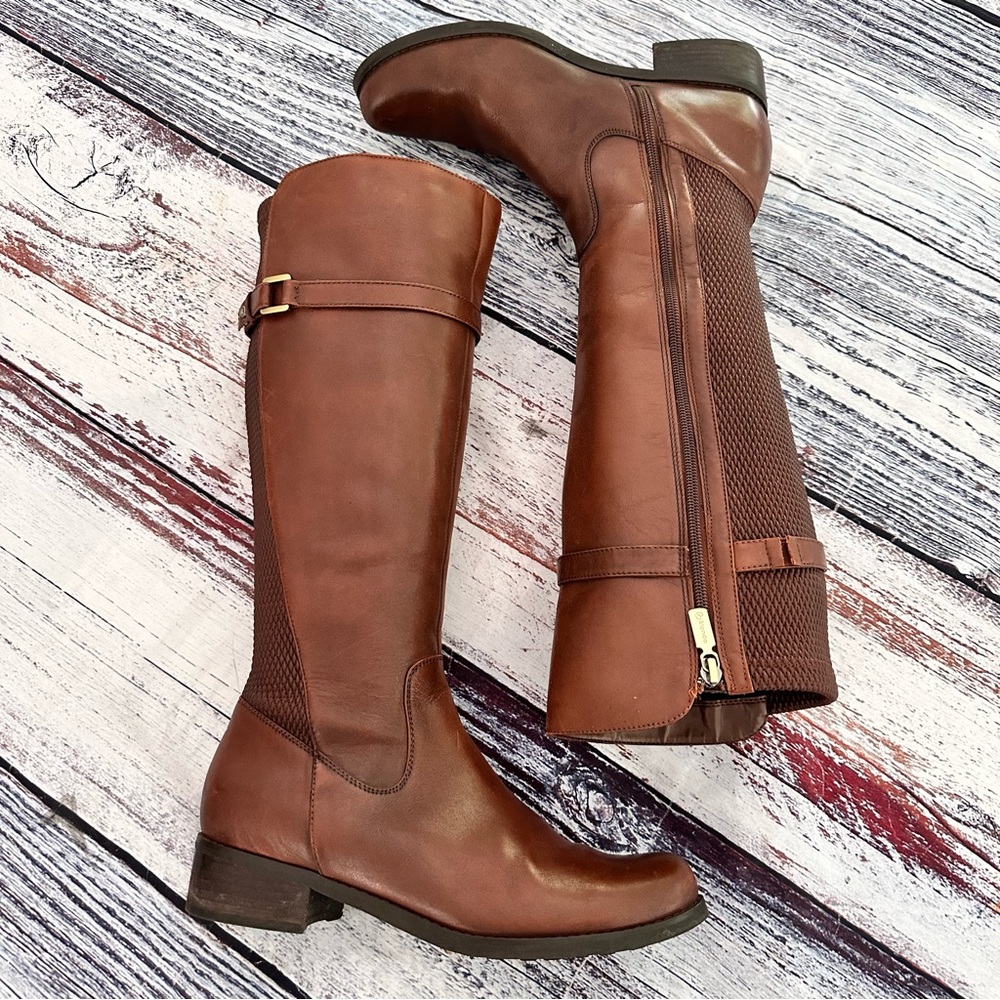 Blondo Viva Tall Leather Riding Boots Butterscotch Brown Waterproof